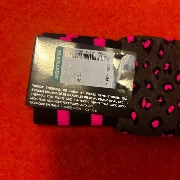Leopard and stripes jacquard merino wool blend thermal socks made in Italy NWT - Picture 3 of 8